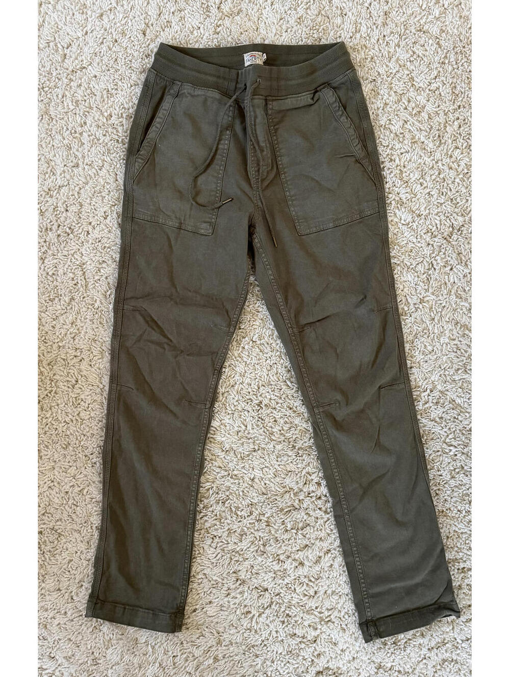 Faherty Olive Green Casual Drawstring Waist Pants